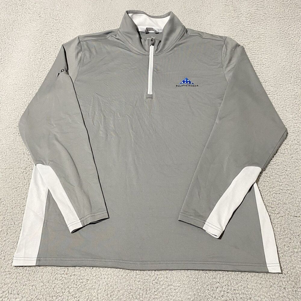 Delta Airlines Folds of Honor Pullover Puma Men XL Gray 1/4 Zip Long Sleeve Golf